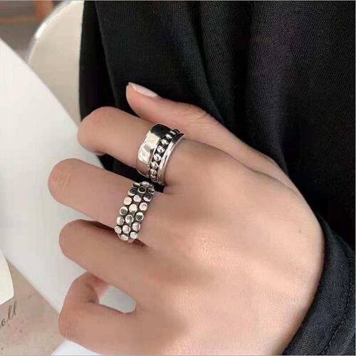Multi-layer round bead open index finger ring fashion retro