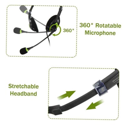 USB Headset With Microphone Noise Cancelling Computer PC Hea