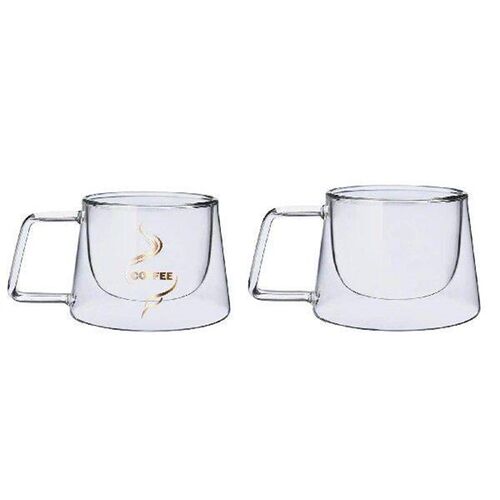 Anti Scalding Double glass Cup with Handle Heat Resistant