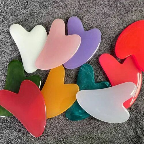 Natural Resin Gua Sha Scraper Board Rose Quartz Scraper Faci