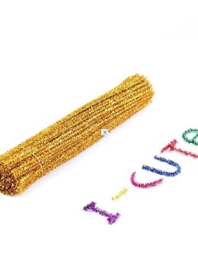 100pcs Glitter Chenille Stems Pipe Cleaners Plush Tinsel Ste