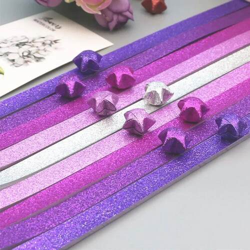 140 Sheets Glitter Paper Origami Stars Paper Strips Lucky St