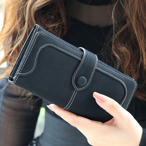 Many Departments Faux Suede Long Wallet Women Matte Leather
