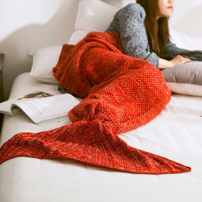 Mermaid Tail Blanket Yarn Knitted Handmade Crochet Mermaid B