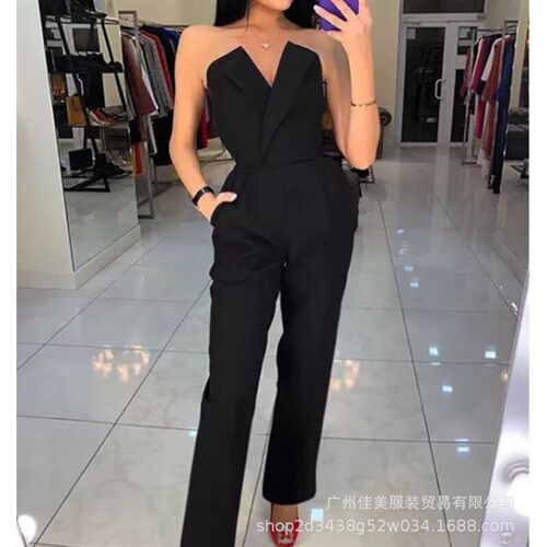 2025 Solid Color Stitching Slim-fit One-piece Sleeveless Lon