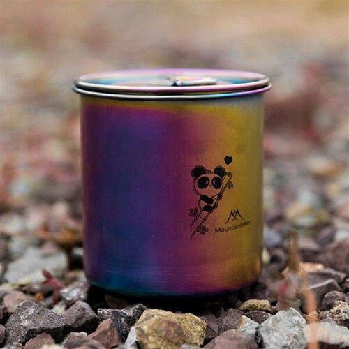 Stainless Steel Camping Mug with Lid and Folding Handle