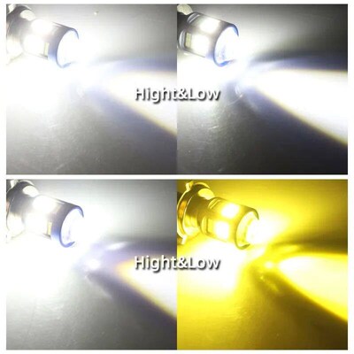 1pc H4 BA20D H6 LED Motorcycle Headlight CSP Dual Color Whit