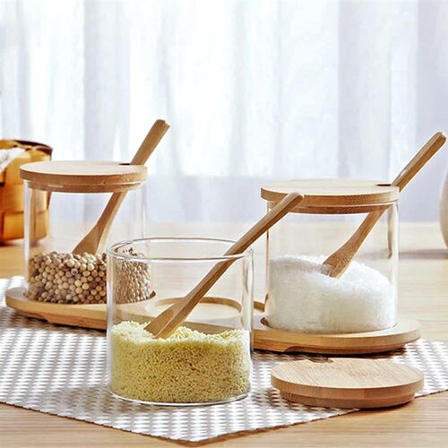 3pcs Set Glass Storage Jar Candy Cookies Tea Coffee Beans Or