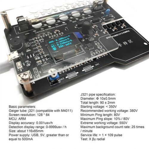Portable Simple Assembled DIY Geiger Counter Kit Module Nucl