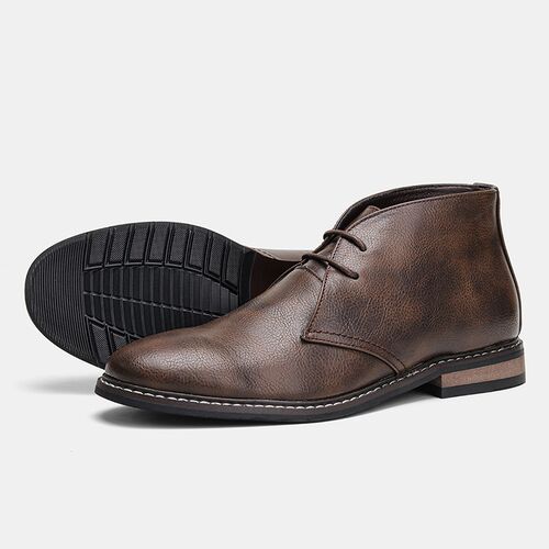 Large Size Short Boots Leather Mens Desert Shoes Retro Boot