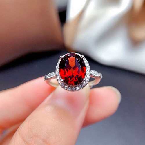 Temperament simulation ruby full diamond open ring womens f