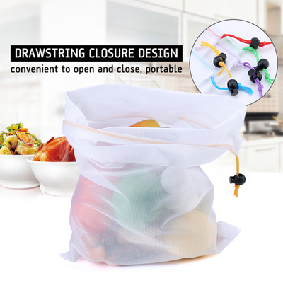 5pcs Colorful Reusable Fruit Vegetable Bags Net Bag Produce