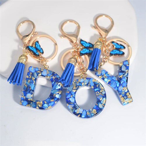 Blue A To Z 26 Letter Keychain Women Wallet Charms 26 Initia
