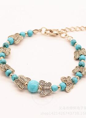 。 Bohemian Hand Beaded Turquoise Brlet butterfly Turquoise