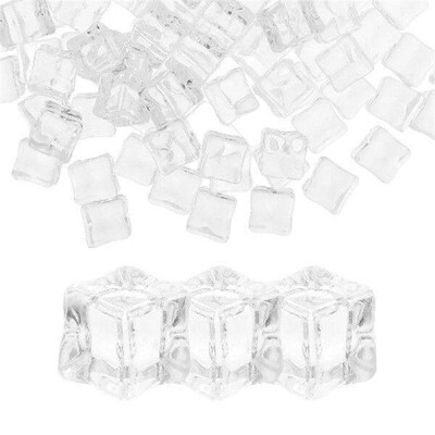 100pcs Clear Faux Ice Cubes for Centerpieces Vase Fillers