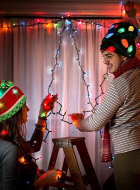 2022 New Year LED Knitted Christmas Hat Beanie Light Up Illu