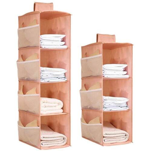Hanging Closet Organizer Storage with Side Pockets 3/4 Shelv