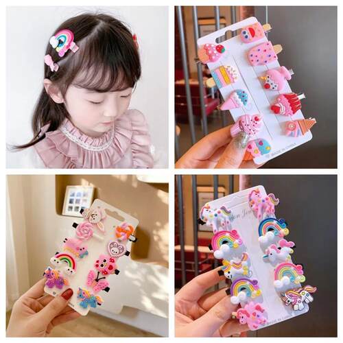 10PCS/Set New Girls Cute Cartoon Unicorn Hair Clips Kids Lov