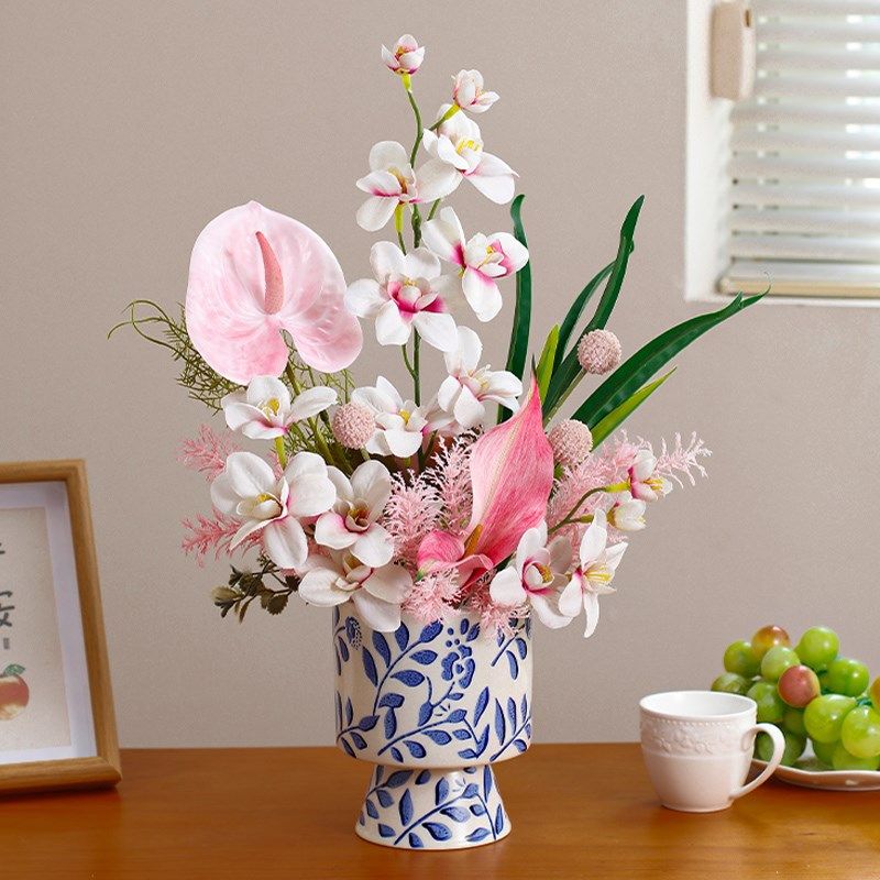 中式复古青花瓷花艺装兰花仿真花假花摆件家居客厅餐桌摆花花束,家居饰品,仿真花/假花,淘宝优惠券,粉丝福利购,淘宝优惠卷