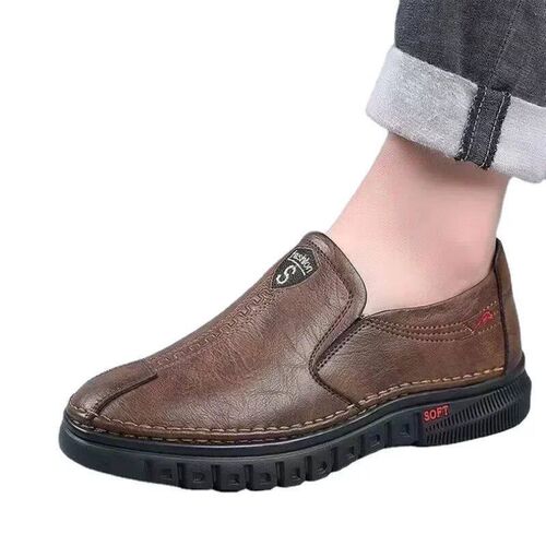 Mens Leather Shoes Slip on Soft Loafers Non Slip Breathable