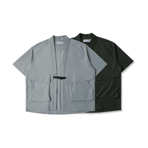Mens Spring and Summer New Vintage Simple Double Pocket Sho