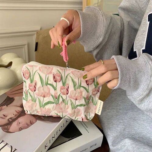 Korean Fashion Flower Travel Cosmetic Storage Bag Kawaii Wal