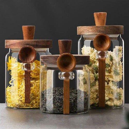 Kitchen Glass Sealed Jar Portable Household Five Grains