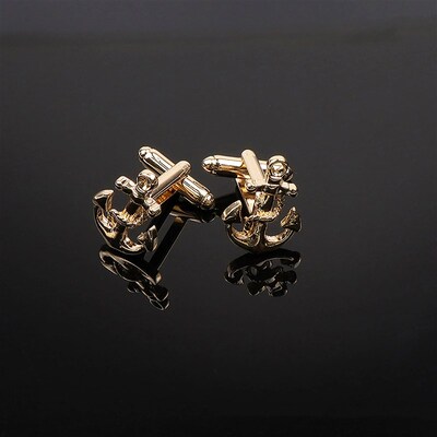 Luxury Brass Crown Maple Leaf Anchor Cufflinks High Quality