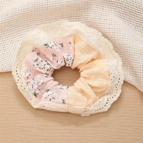 Floral Lace Chignon Scrunchie Sweet Retro Hair Accessory for