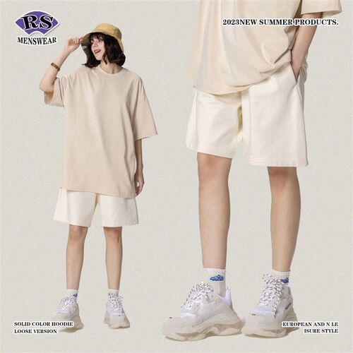 RS Mens Wear  Summer 340g Heavy Solid Color Short Sleeve T