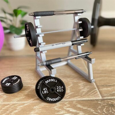 Squat Rack Pen Holder 独立站创意迷你杠铃笔架摆件办公室摆件