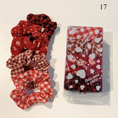 5 Pcs/Pack Women Elastic Hair Bands Cute Hair Ties Gum Print