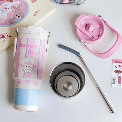 900ML Cute Insulated Tumbler Coffee Cup For Girls 316 Stainl