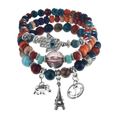 Retro Jewelries Versatile Palm Love Elephant Multilayer Brac