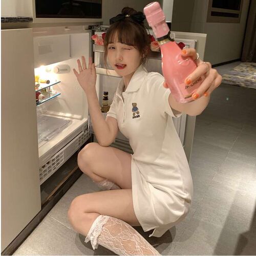 Han Feng Chic Bear Embroidered Dress Design Niche Summer Fre