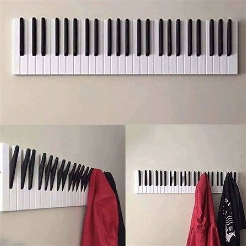 Creative Wooden Piano Keys Storage Racks Wall Mounted Coat