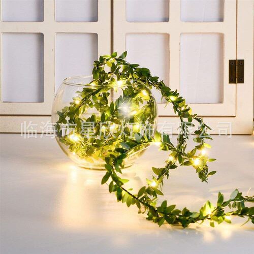 Simulated Pink Colored Cloth ree Leaves Rattan Led Copper Wi