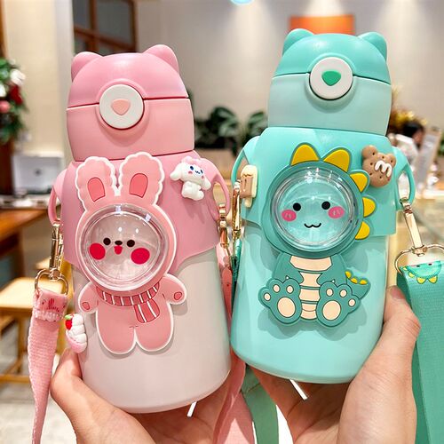 660ML Kids Water Bottle with Straw for Children Girls School
