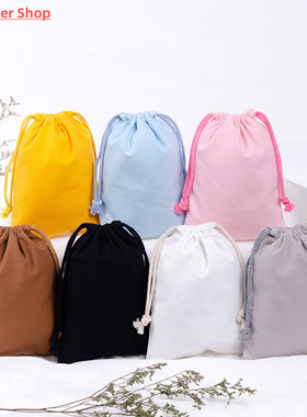 Reusable Cotton Drawstring Bags Fabric Storage Bag for Sundr