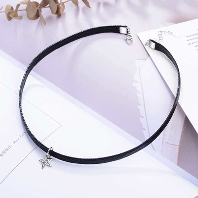 Heart decoration day tide female five pointed star black lea