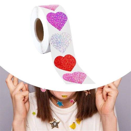 Love Heart Incentive Sticker Roll 4 Colors Design