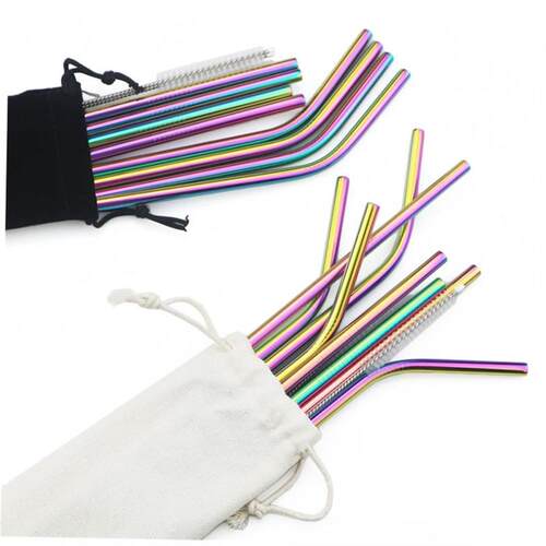 Metal Drinking Straw  Stainless Steel Colorful Straws Reusab