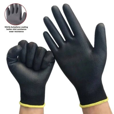 12 Pair Black /Grey/ horticulture Gloves Safety Work Gloves