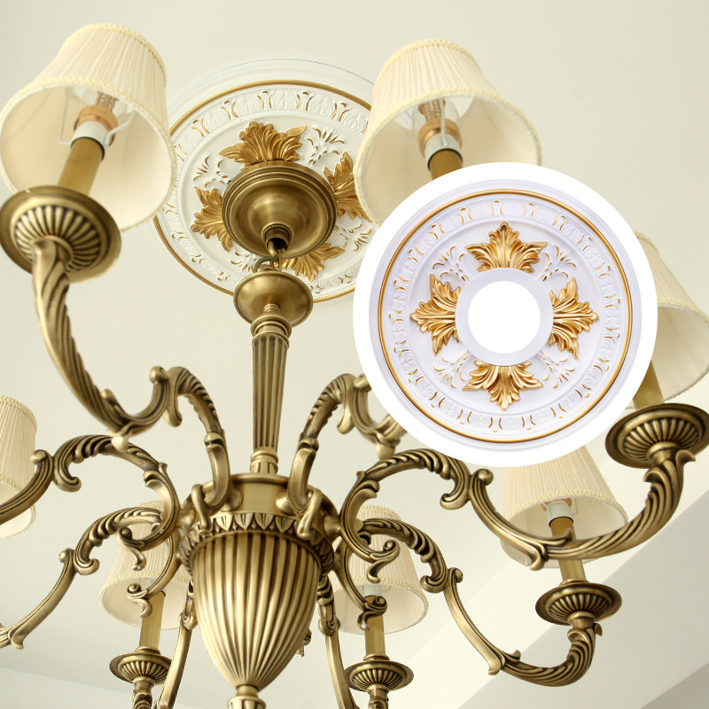 欧式客厅吊顶装饰灯盘天花板吊灯造型仿石膏圆形顶装造型灯池