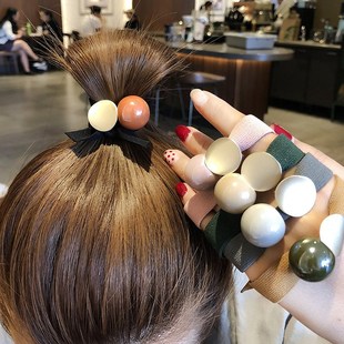 Korea Style Hair Ropes Cute Simple Width Color Metal Ball El