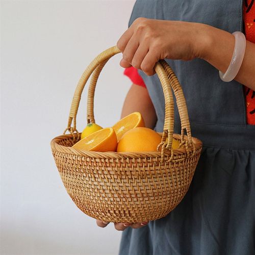 越南手工藤编手提水果面包点心篮野餐篮子鸡蛋馒头筐草莓采摘篮