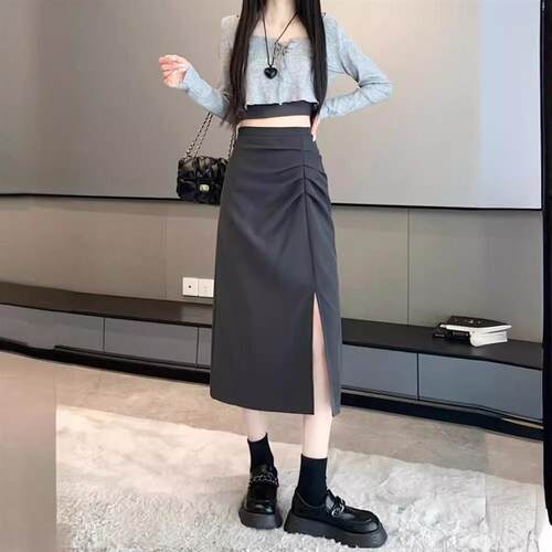 Design Split Suit Skirt Womens Early 2025 Small High Waist