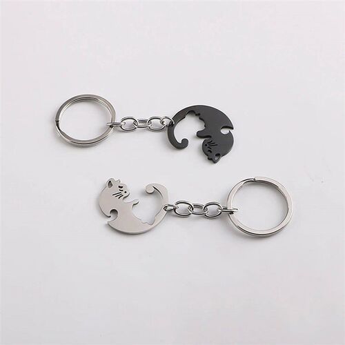 2PCS Small Item Portable Stainless Steel Keychain Heart-shap