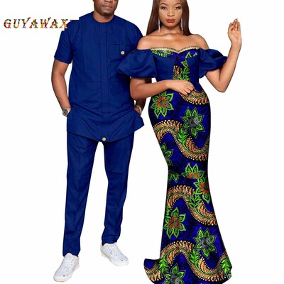 African Clothes for Couple Dashiki African Women Print Long