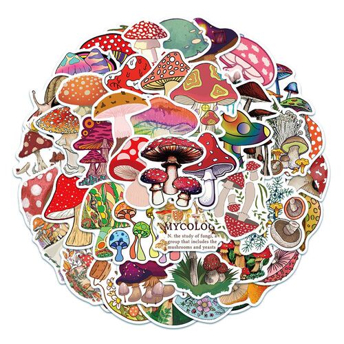 10/30/50 PCS Plant Mushroom Cute Cartoon Sticker Childrens